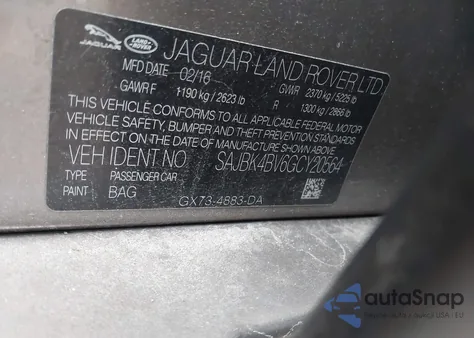 2016 Jaguar Xf 35T Prestige z USA, uszkodzony, nr VIN SAJBK4BV6GCY20564